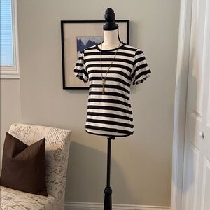 J. Crew Black and White Striped Short Sleeve Tee